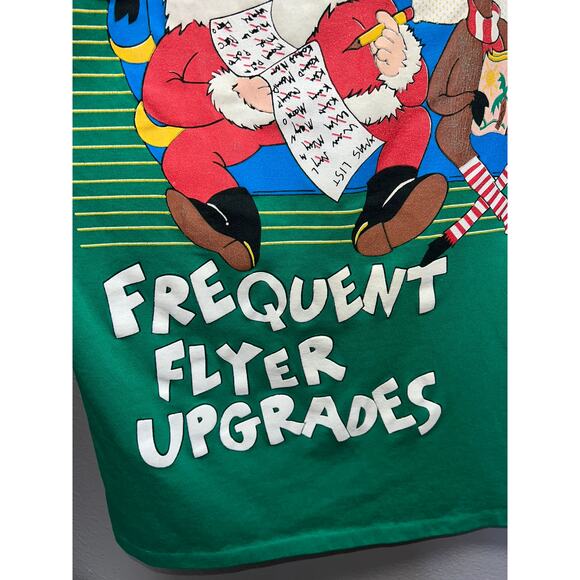 Vintage Santa Shirt Frequent Flyer Upgrades Rudolph Winter Humor Joke Tee XL - Picture 5 of 12